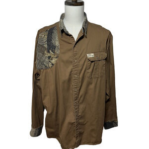 Team Realtree Shirt Mens XXL Brown Shooting Padded Shoulder Camo Trim Outdoors